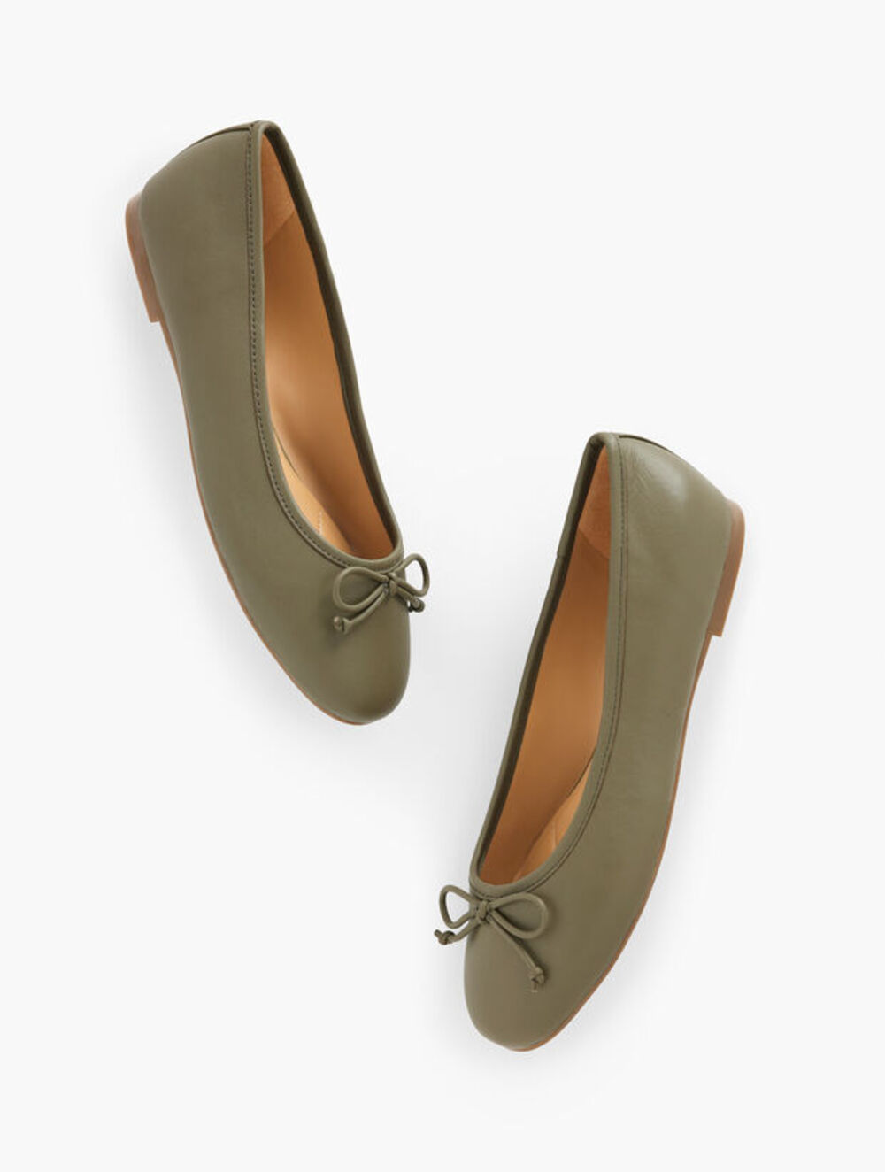Talbots olive green Blair Soft Nappa Ballet Flats soft leather sz 10